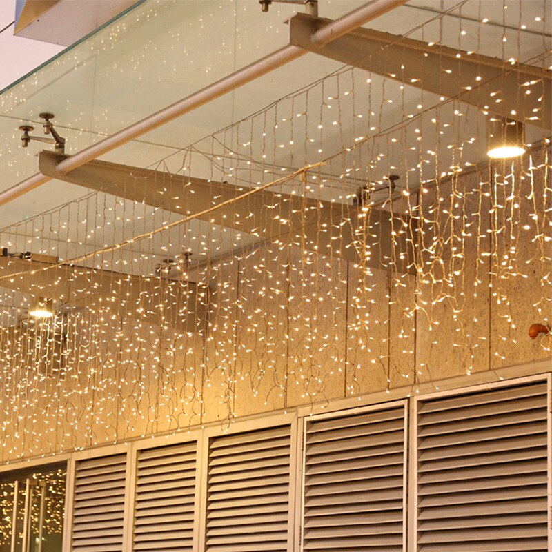 Luci natalizie decorazione esterna 4m 8m 16m 20m Droop 0.6m Led tenda ghiacciolo luci stringa capodanno 2021 ghirlanda fata luci
