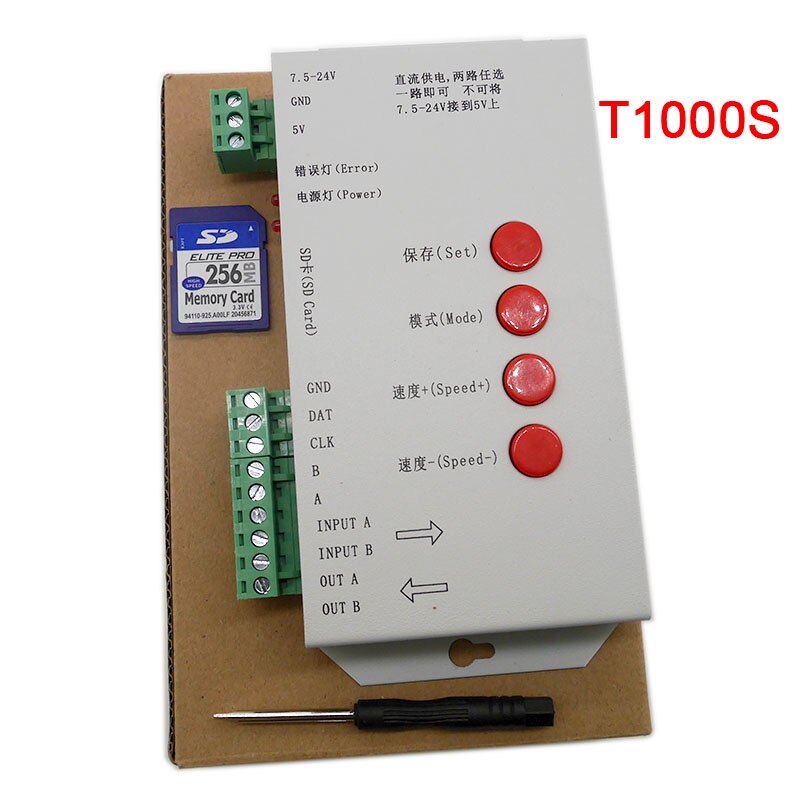 K-1000C (T-1000S Updated) Program LED controller K1000C WS2812B,WS2811,APA102,T1000S WS2813 2048 Pixels Controller DC5-24V