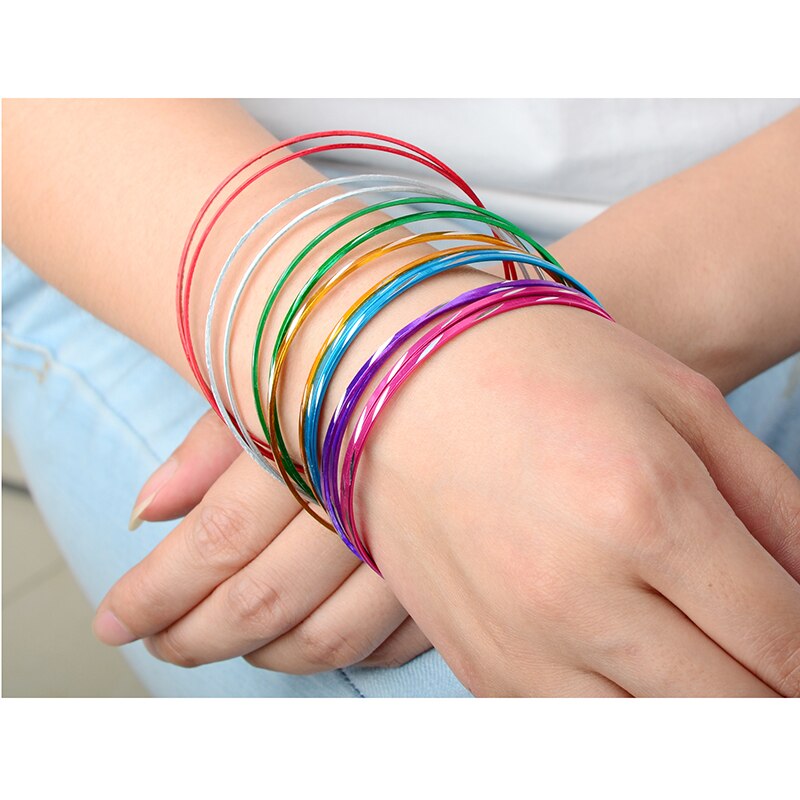 20pcs Mix Lots Set Indian Style 6.5cm Colorful Dance Bangle Aluminum Bracelets Cuff Women Charm Jewelry