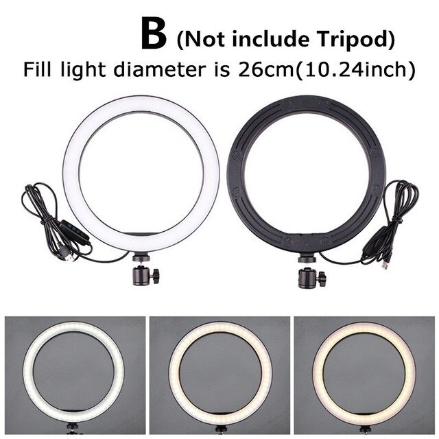 Led Ring Licht Dimbare 5500K Lamp Fotografie Camera Foto Studio Telefoon Video Ring Lichten Vanity Lights Dressing Lamp: Size B