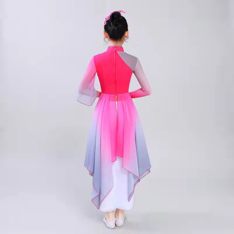 Classic Folk Dance Costume for Girl Yangko Dance Dress Fan Dance Clothing Kids Chinese National Dancewear Performance Dress