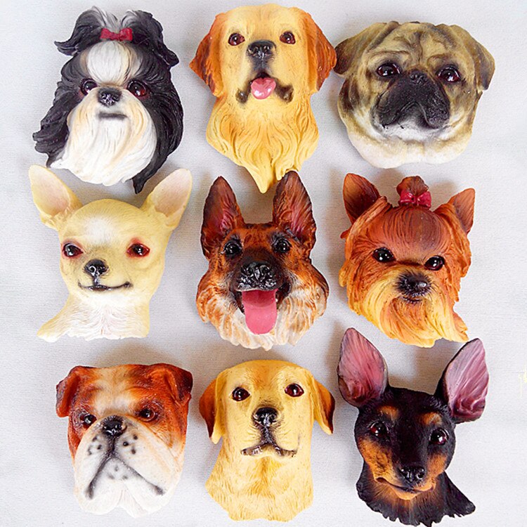 Realistic Pet Dog Fridge Magnets Resin Strong Magnet Refrigerator Stickers Souvenir Cartoon Fridge Sticker Decor