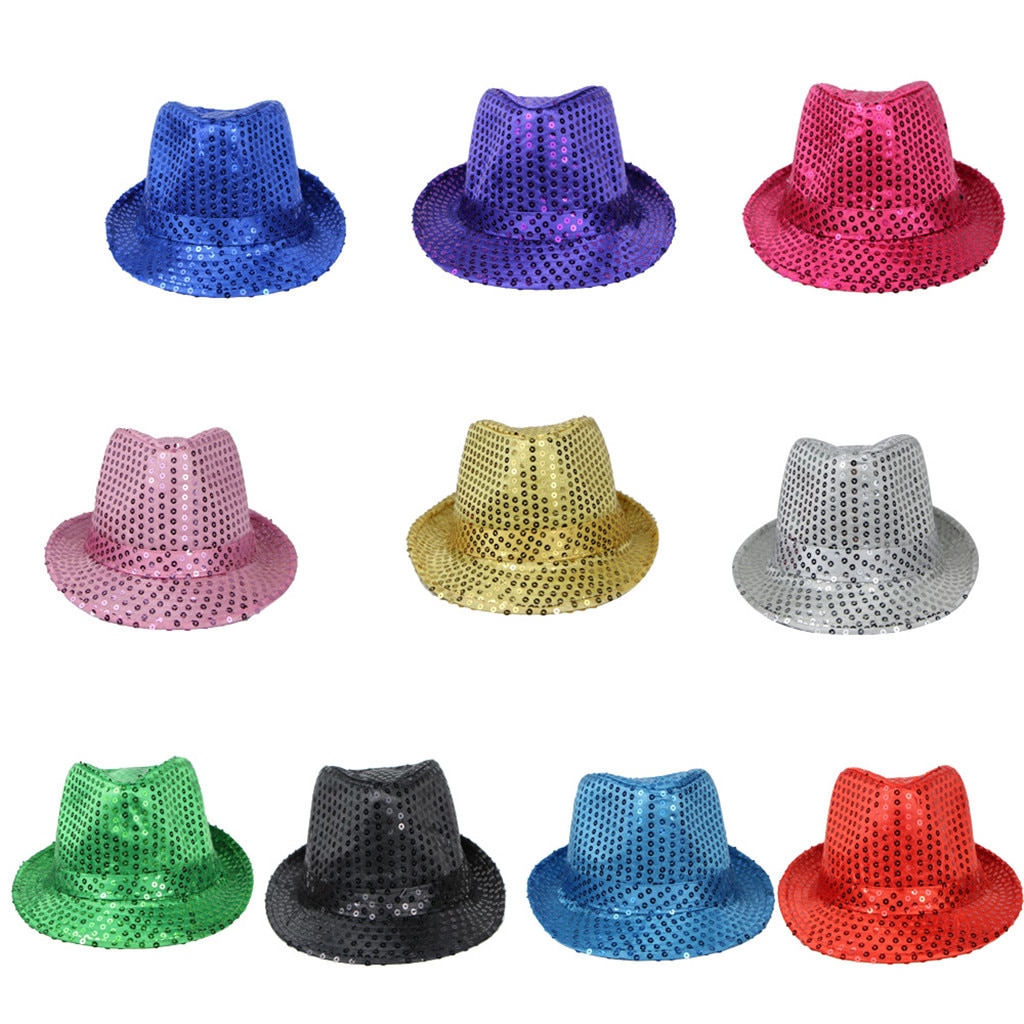 Top Hats Sequin Jazz Hat Trilby Fedora Caps Dance Show Glitter Party Fancy Dress Cute Hats Zylinder Hut Mütze #2S27