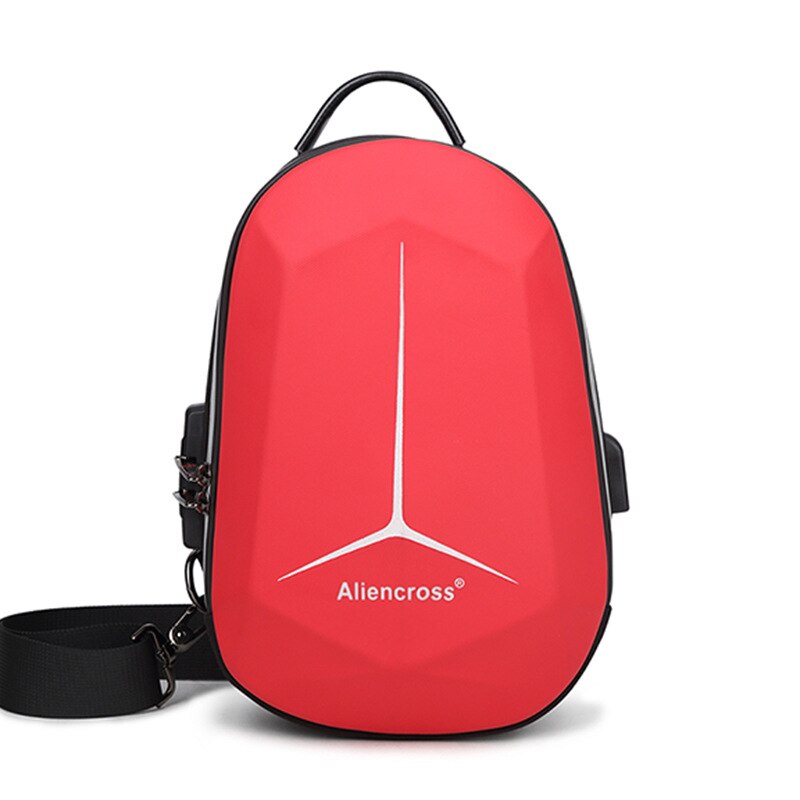 Anti-Diefstal Lock Crossbody Bag Voor Usb Opladen Travel Schoudertas Messenger Bags Mannelijke Waterdicht borst Zak: Rood