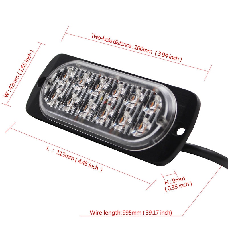 Luces LED de policía ultradelgadas de 36W 12 V-24 V 12 luces LED de emergencia estroboscópicas laterales para camiones luces de coche