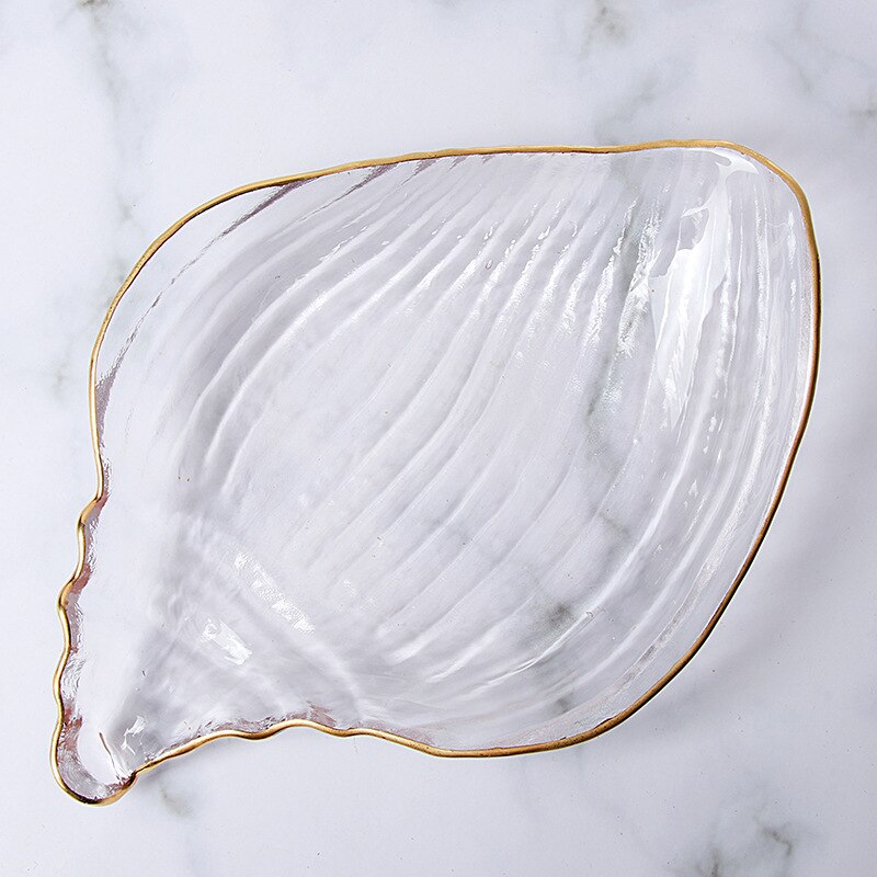 Série océan bol en verre cristal sans plomb, en forme de conque, assiette Phnom Penh, assiette à festons, étoile de mer, collation, salade: Phnom Penh Conch Pla