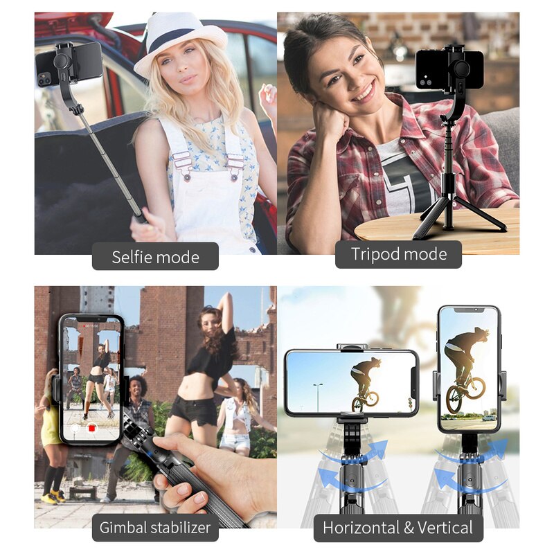 OUTMIX-estabilizador de cardán L08 para cámara de acción de teléfono, palo Selfie con Bluetooth, trípode para DSLR, Smartphone, Gopro