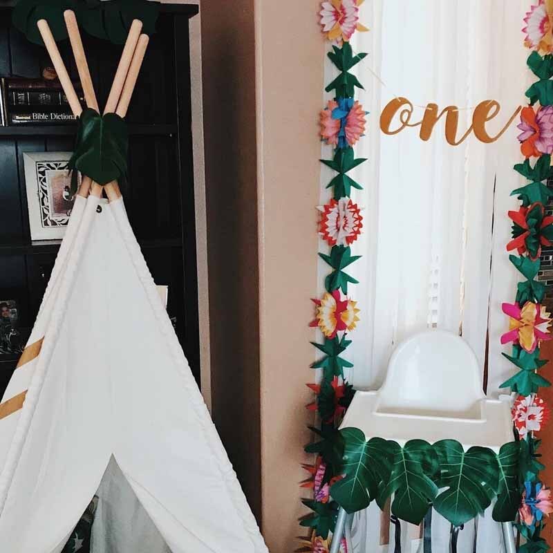 Væv blomsterkrans til sommer tropisk hawaiiansk luau strandfest moana jungle tema fødselsdag bryllup baby shower dekoration