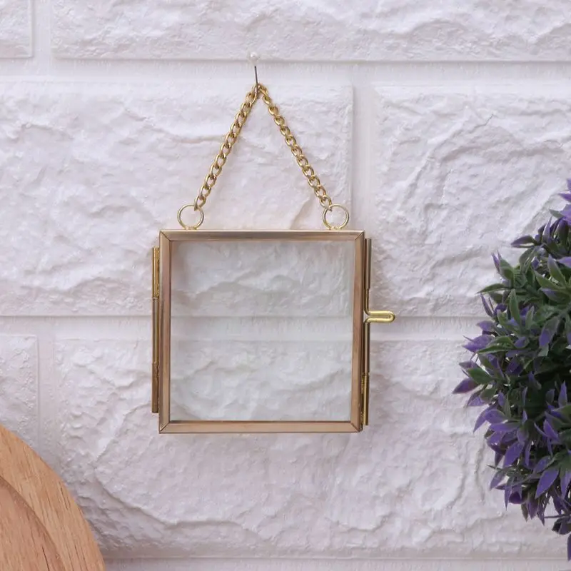 Kreative DIY Kette retro Metall Foto Bilderrahmen Hohe Transluzente Glas Proben Ordner Pflanze Sonde Anzeige Halfter