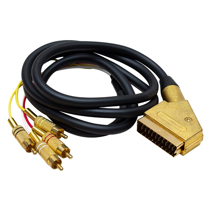 Scart Naar Rca 4 1.2 Meter 8Mm Gold Kabel Powermaster