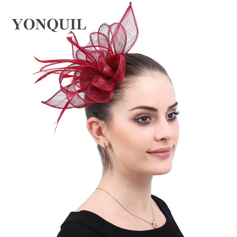Chique veren hoofddeksels voor dames, dames fascinator, bruidshoofdtooi, chique veren haaraccessoires, kerkelijke linnen hoeden