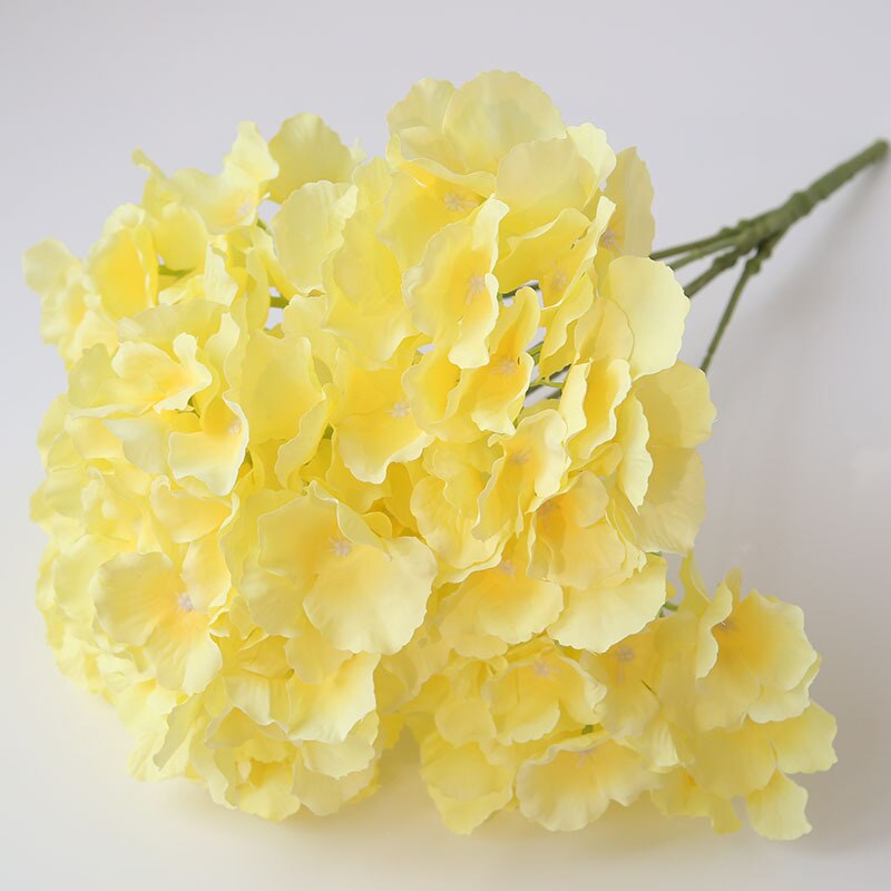 5 hoder bunt mallorca hortensia blomstergren simulering blomst bryllup dekorasjon rekvisitter blomstervegg hus fest dekor: Gul