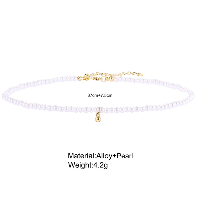 Vintage Round Pearl Necklace For Women Girls Retro Gold Bead Pendant Necklaces collier de perles Jewelry