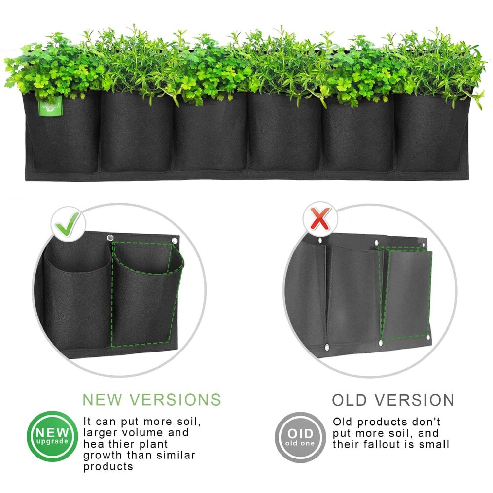 AMKOY Hanging Garden Flower Pot Planter 6 Pockets ... – Grandado