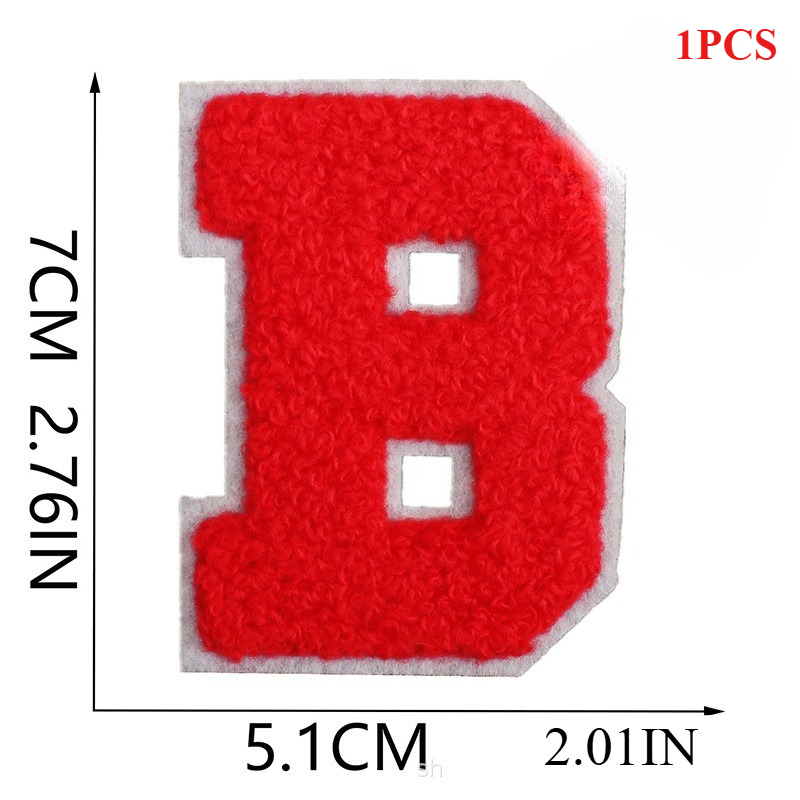 7Cm White Background Red Character Embroidery Cloth Sticker English Letters Towel Embroidery Patch Sticker Computer Embroidery: Antique Brass