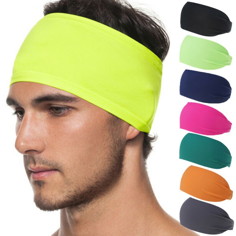 Casual Sport Haarband Elastische Brede Blend Yoga Haarbanden Oefening Vrouwen Mannen Hoofdband Zweetband Pure Kleur