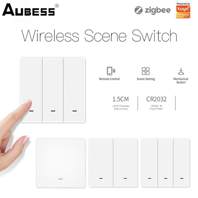 Tuya zigbee szenenschalter, 1-3 -fach szenen-druckknopf, fernbedienung, aufkleber, batteriebetrieben, automatisierungs-hub erforderlich