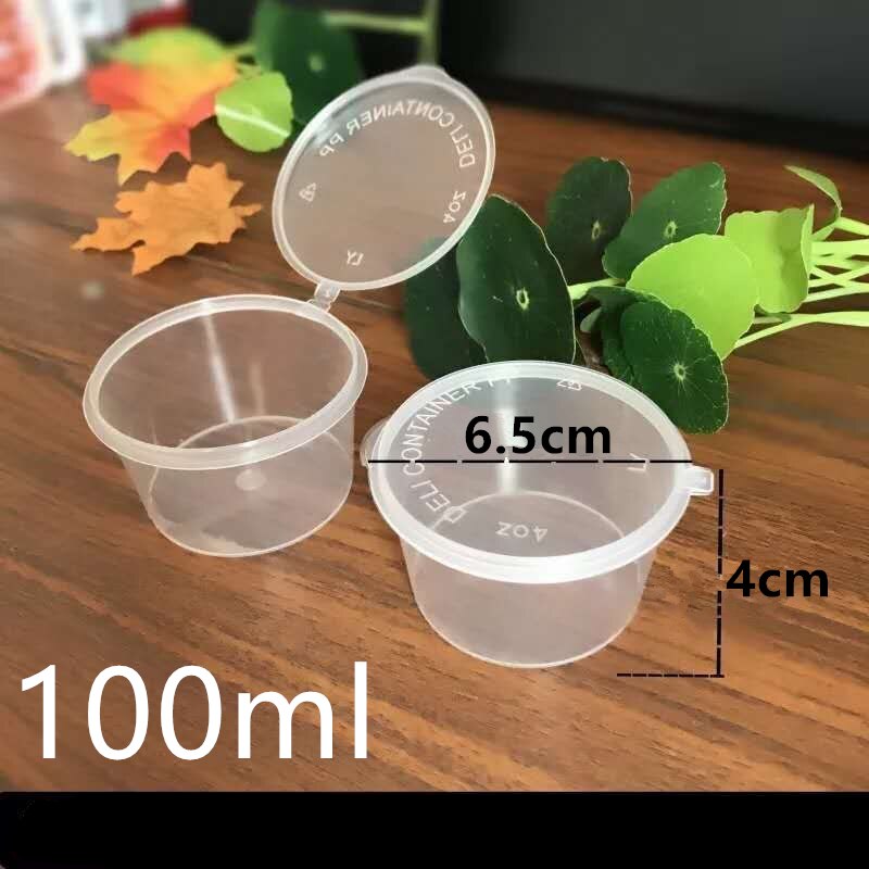 30 stks/set 30 ml 50 ml 100 ml Wegwerp Plastic Afhaalmaaltijden Saus Cup Containers Voedsel Doos met Scharnierende Deksels pigment Verf Doos Herbruikbare: Donker Kaki
