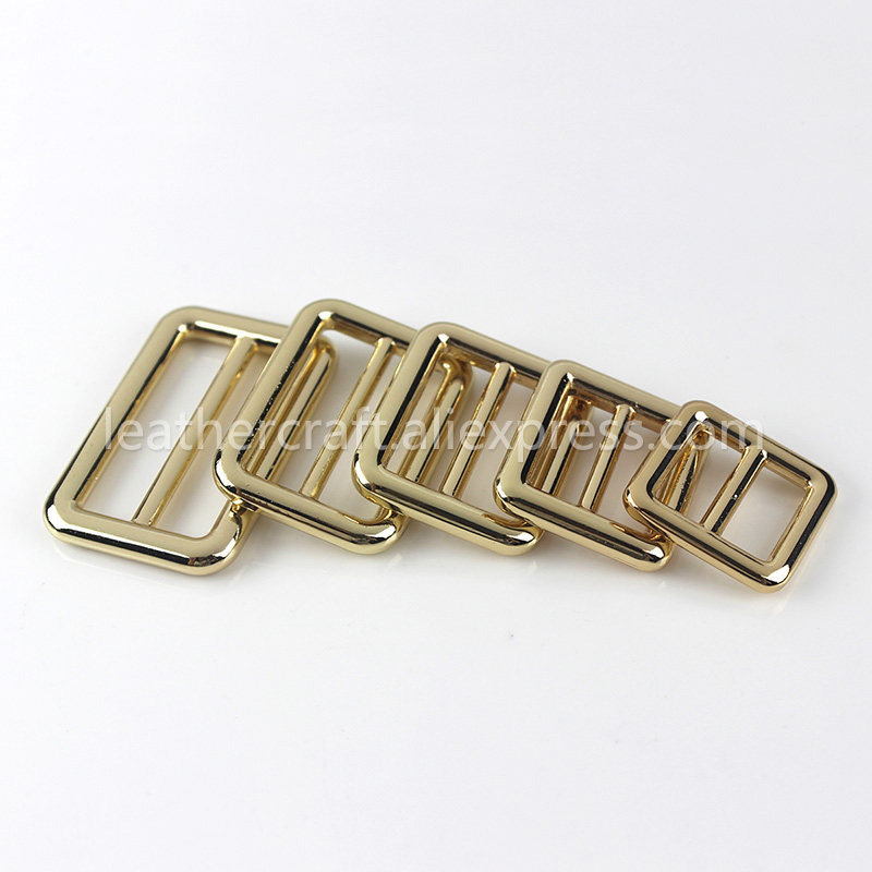 1 pz fibbia tri-scivolare in metallo fuso 3 sbarra regolatore cursore centrale centrale fibbia barra per borsa artigianale in pelle zaino tracolla: 5# / Oro