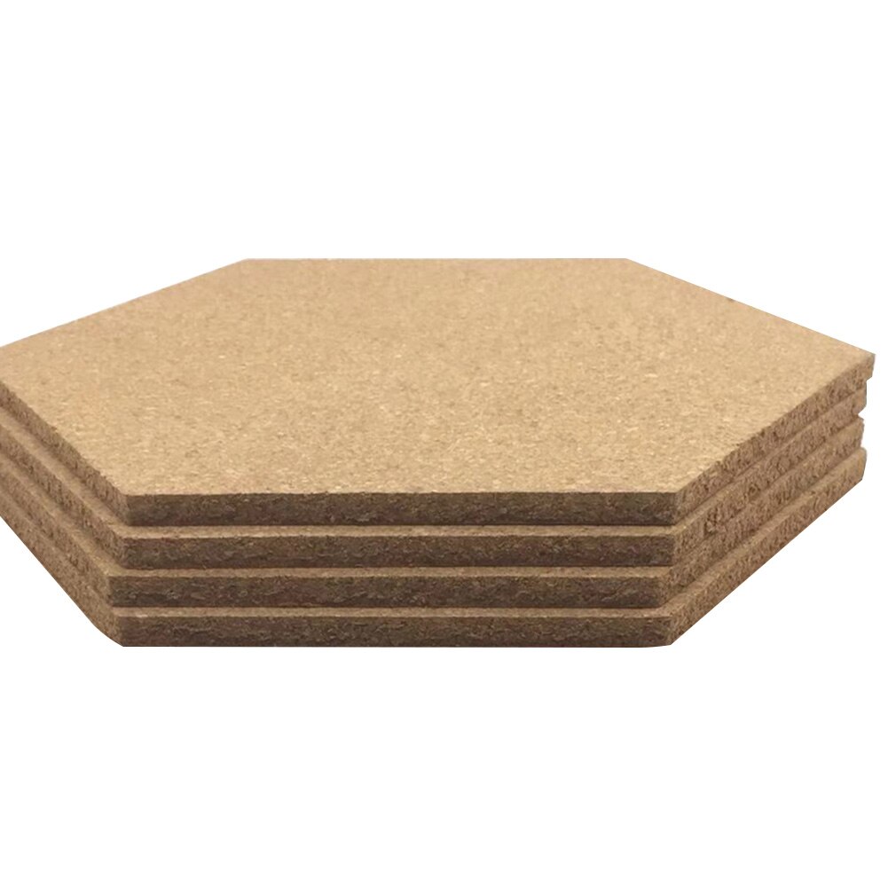4pcs Bulletin Frame Photo Background Drawing Stickers Self Adhesive Decoration Office Hexagon Cork Board Wall Message Wood Home: Default Title