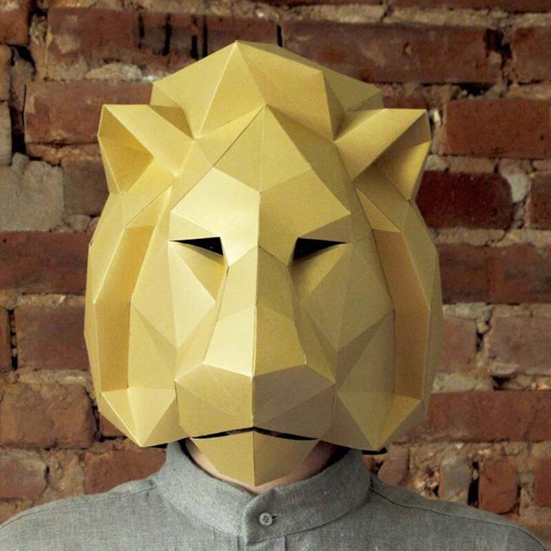 Helm Hoofddeksels Leeuwenkop Masker Wearable Kaart Papier Model Maskerade Diy