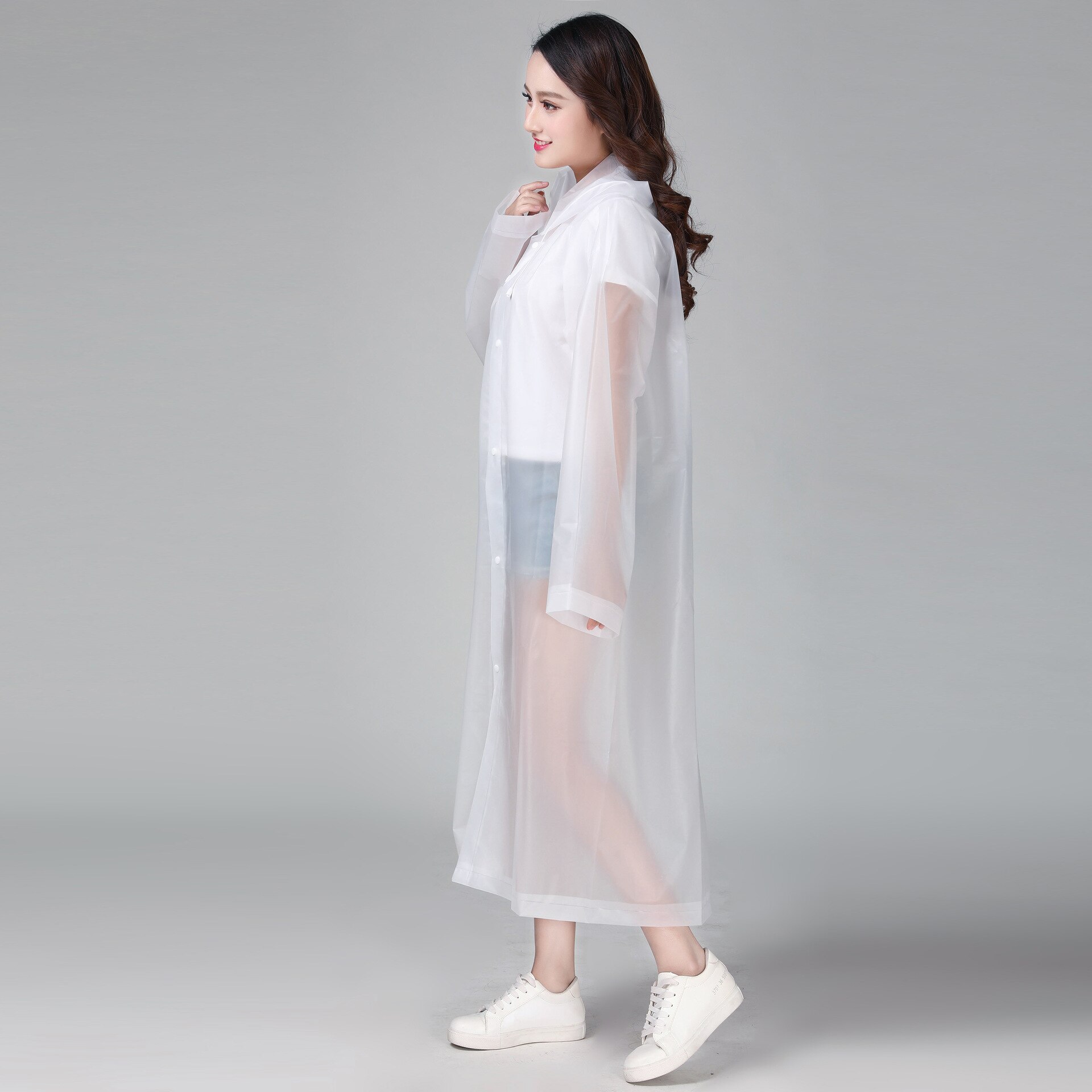 Manteau de pluie Transparent pour femme, imperméable, épais, Transparent, à la , pour le Camping