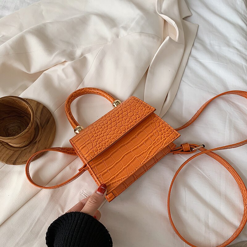 Mini-tassen met stenen patroon voor dames, crossbody schoudertassen, reistassen voor dames, crossbody tassen: Oranje