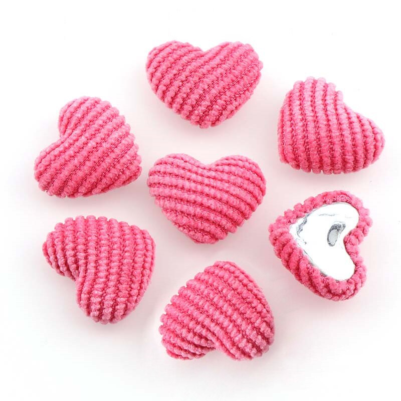 20 Uds. Botones de franela de corazones de colores, adornos para manualidades DIY, suministros para pendientes, Material para hacer joyas, accesorios, nociones de costura: Rose red
