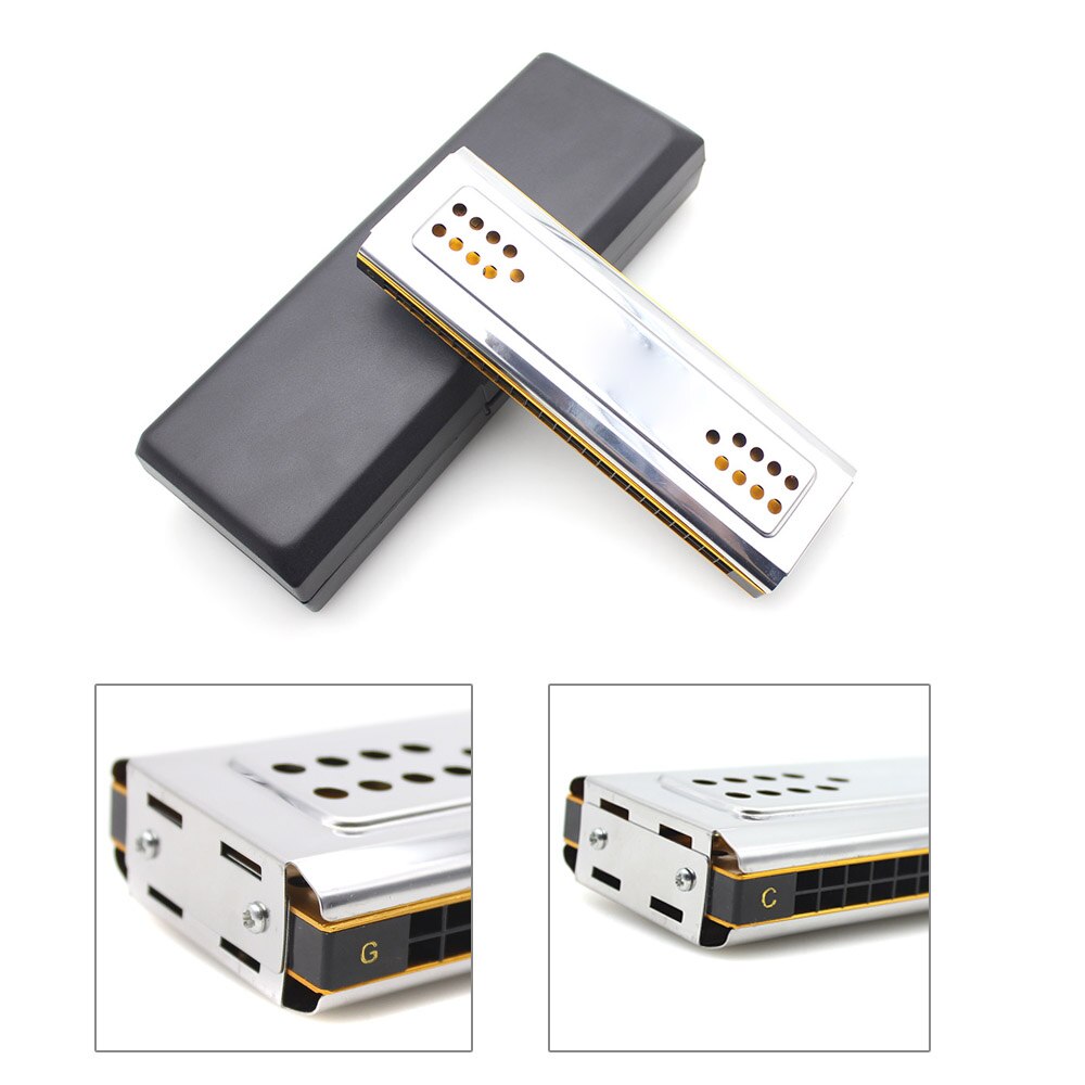 Svan 2- i -1 dubbelsidig tremolo munspel munorgel dural nyckel av c & g 24 dubbelhål vass blåsinstrument med rengöringsduk