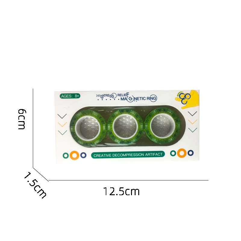 3Pcs Anti-stress Magnetic Rings Magnetic Bracelet Ring Unzip Toy Magic Ring Props Tools Decompression Toys Finger Rings Toy: Clear