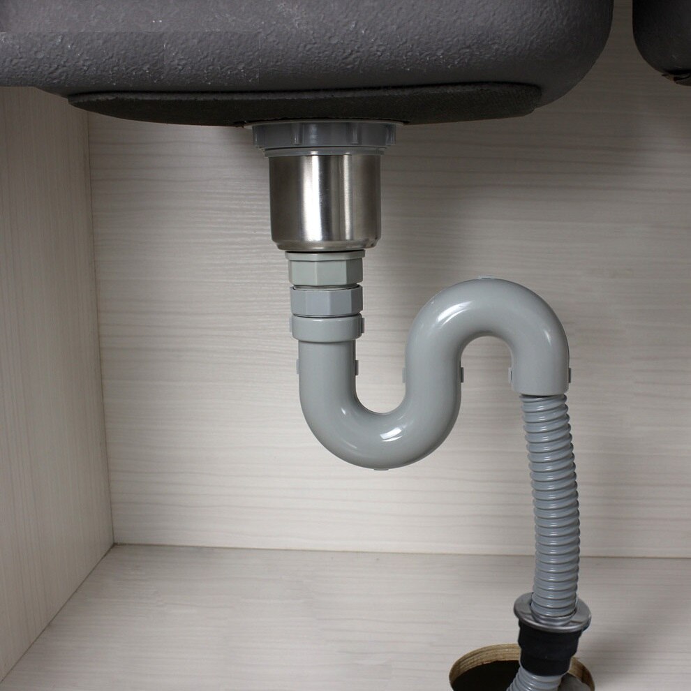 Kitchen sink single sink drain pipe S shape drain pipe G1.5 inch Interface downpipe ABS hose