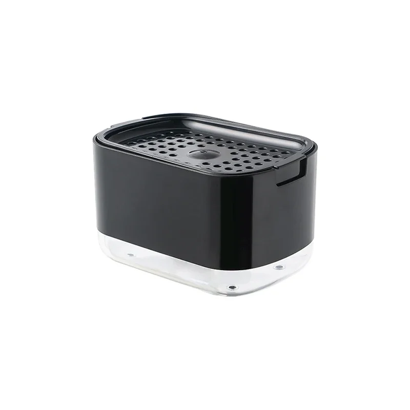 Soap Pump Dispenser Bottle Automatic Liquid Kitchen Sponge Brush Storage Box Manual Press-Type Holder Cleaning Tool Household: black