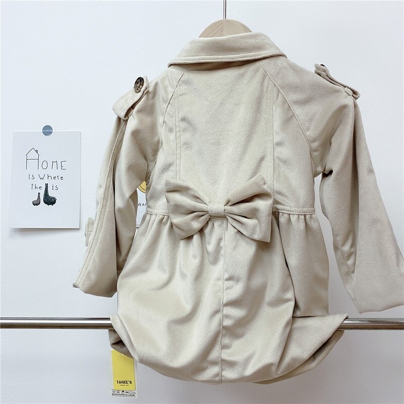 Trench-Coat à manches bouffantes pour bébé fille, veste coupe-vent longue, manteau anti-poussière, vêtements d&#39;extérieur pour enfant de 1 à 7 ans