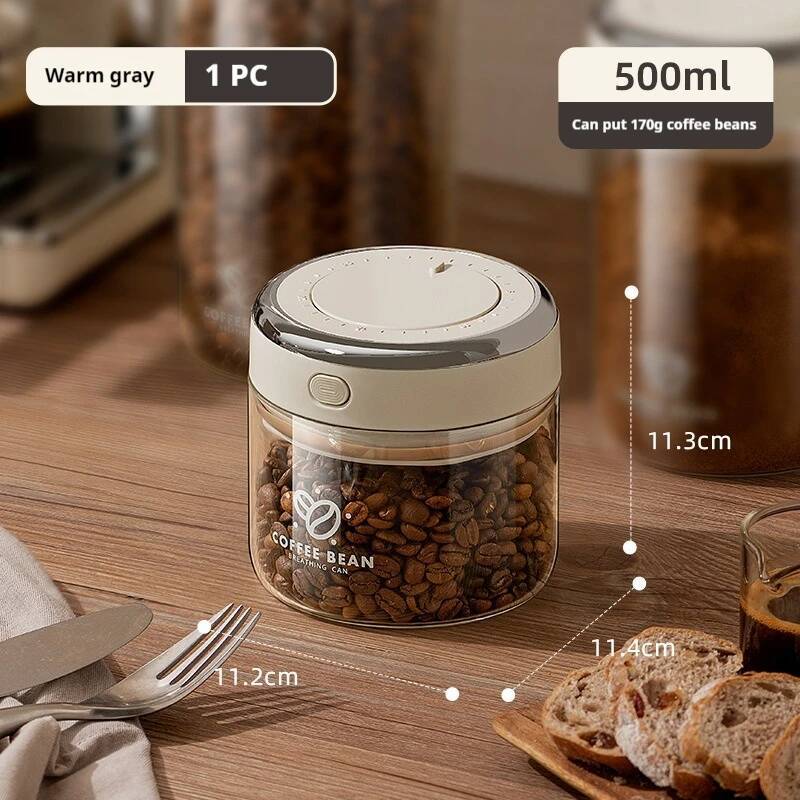 500/1100/1700ml Vacuum Coffee Sealed Jar With Date Tracker And Waking Bean Vae Storage Containers For Grain, Snack, Sugar, Tea: plum