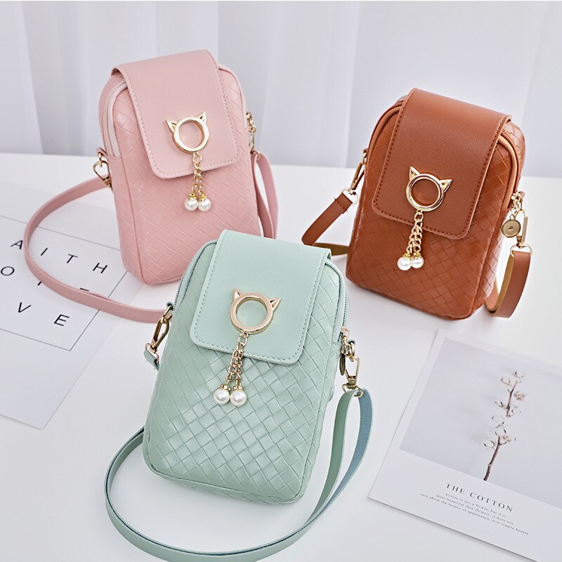 2022 Lente Zomer Mini Cross-Body Mobiele Telefoon Schoudertas Geweven Parel Kwastje Cover-Stijl Vrouwelijke Tas Schoudertas diagonaal Tas