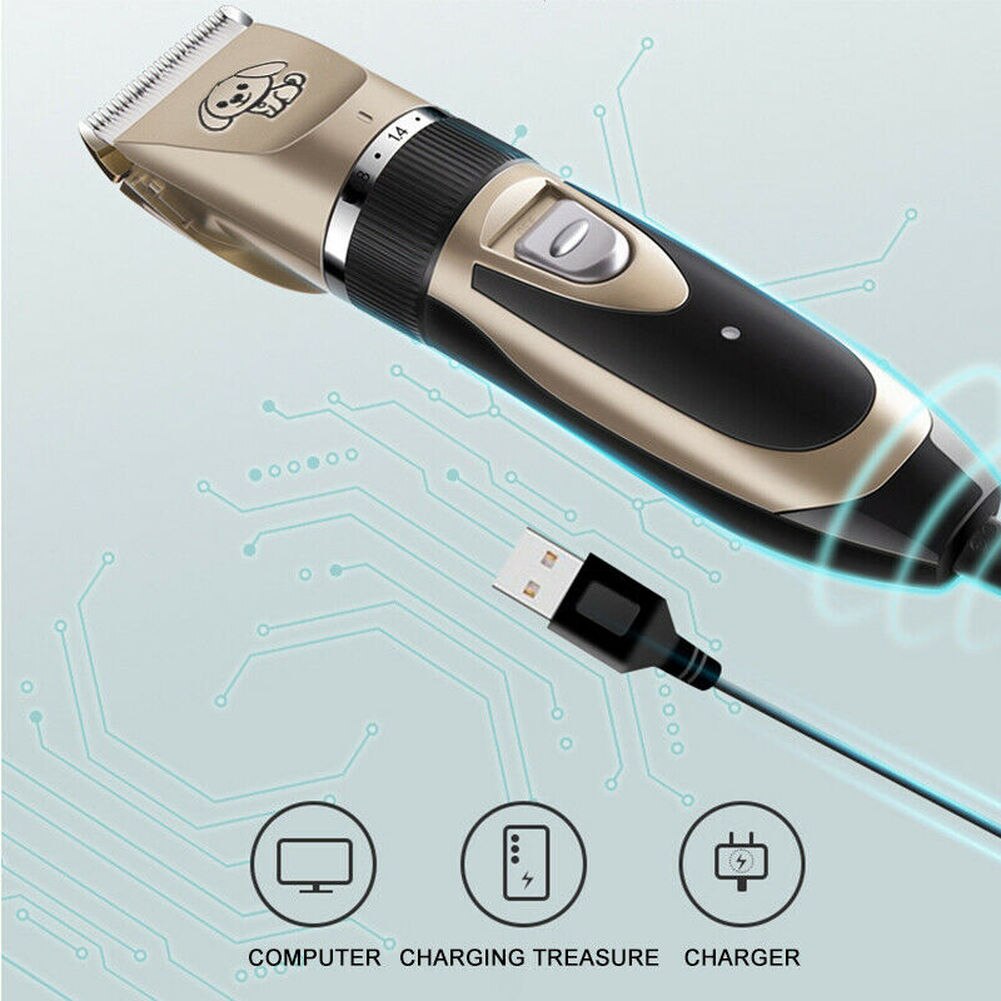 Cortadora de pelo eléctrica para mascotas, Kit de cortapelo recargable de bajo ruido para perros y gatos, máquina cortadora de pelo para gatos, afeitadora de aseo, Tijera