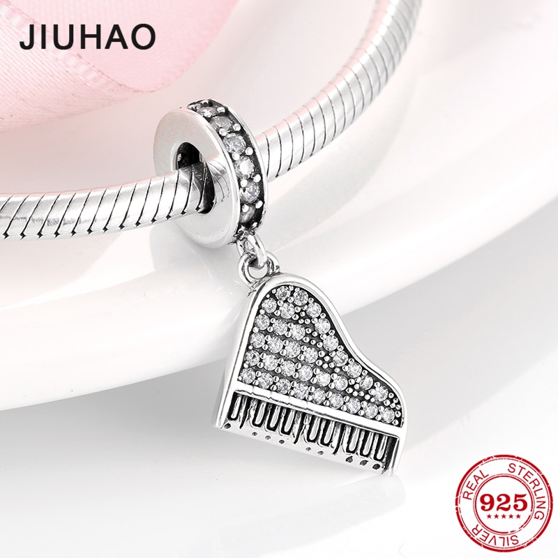 925 Sterling Silver Charming Beautiful Piano zircon Beads Fit Original Bracelet Jewelry making