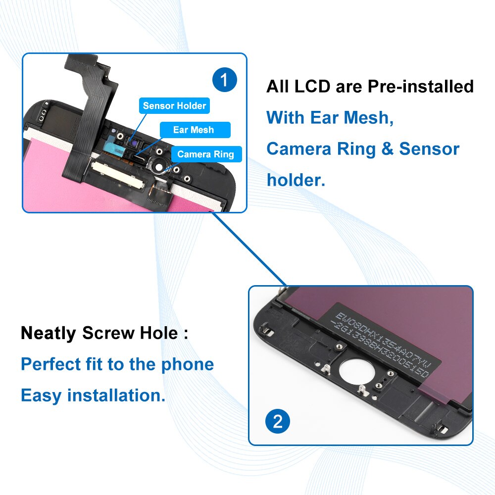 Elekworld-pantalla LCD de repuesto para móvil, montaje de digitalizador táctil sin píxeles muertos con 100% probado, para iPhone 6, 6S, 7, 8 Plus