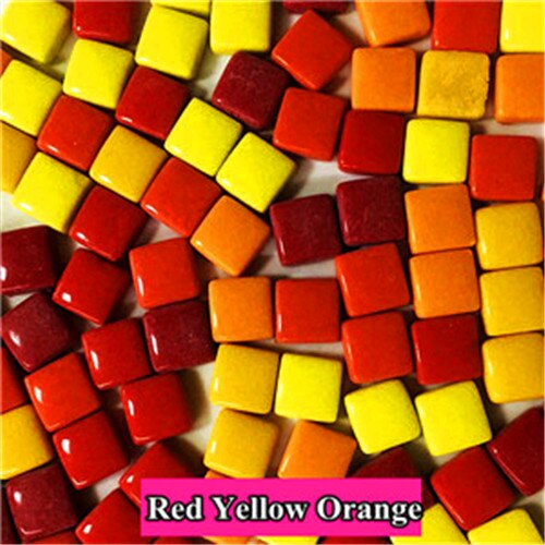 125pcs(Approx. 250g/8.82oz) Jade Mosaic Tiles 1.1*1.1*0.4cm Square Mosaic Stones DIY Mosaic Craft Materials Mix Color: RedYellowOrange