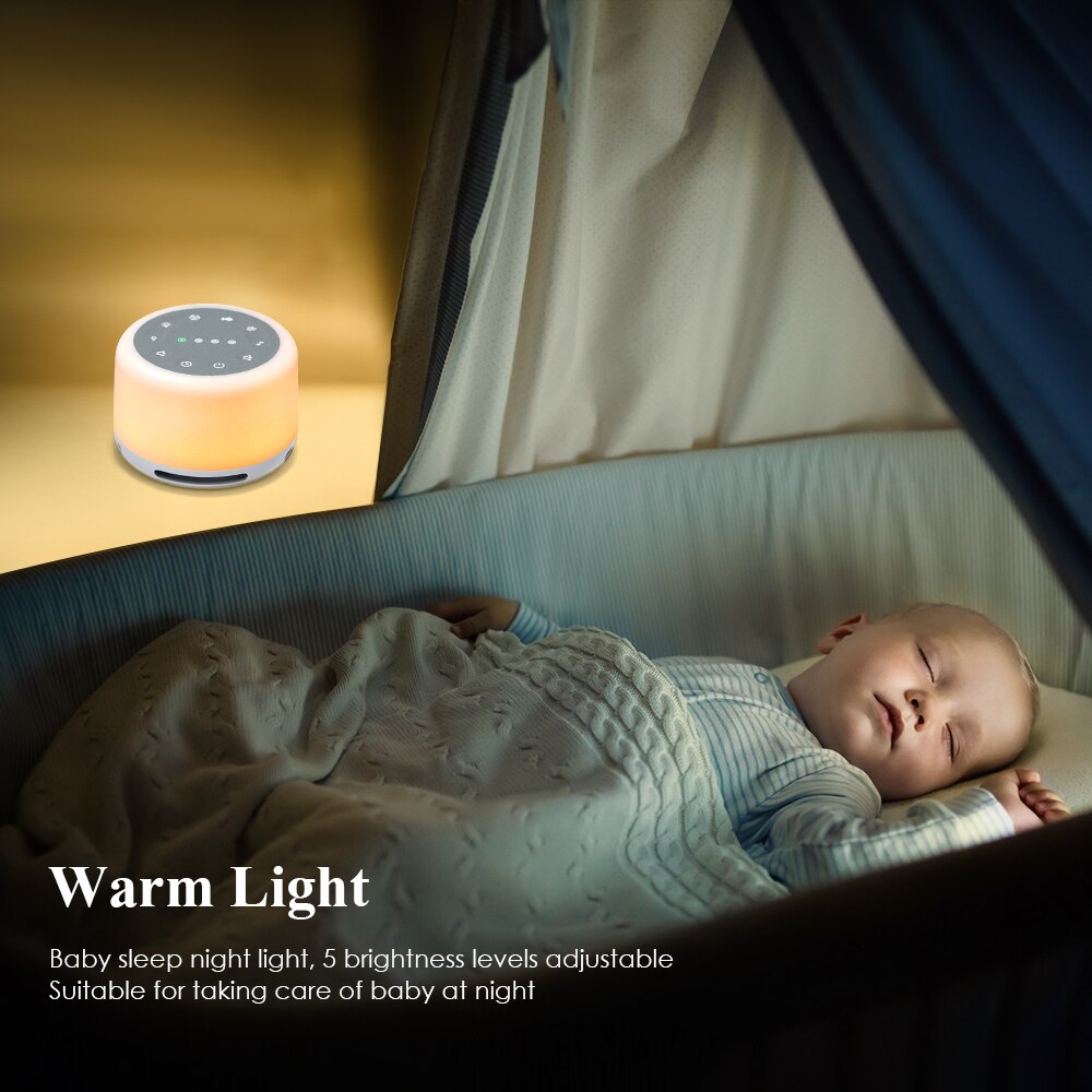 Witte Ruis Geluid Machine Met Sfeerverlichting Natuurlijke Geluiden &amp; Muziek Voor Slapen Oplaadbare Slaap Therapie Voor Baby Volwassenen