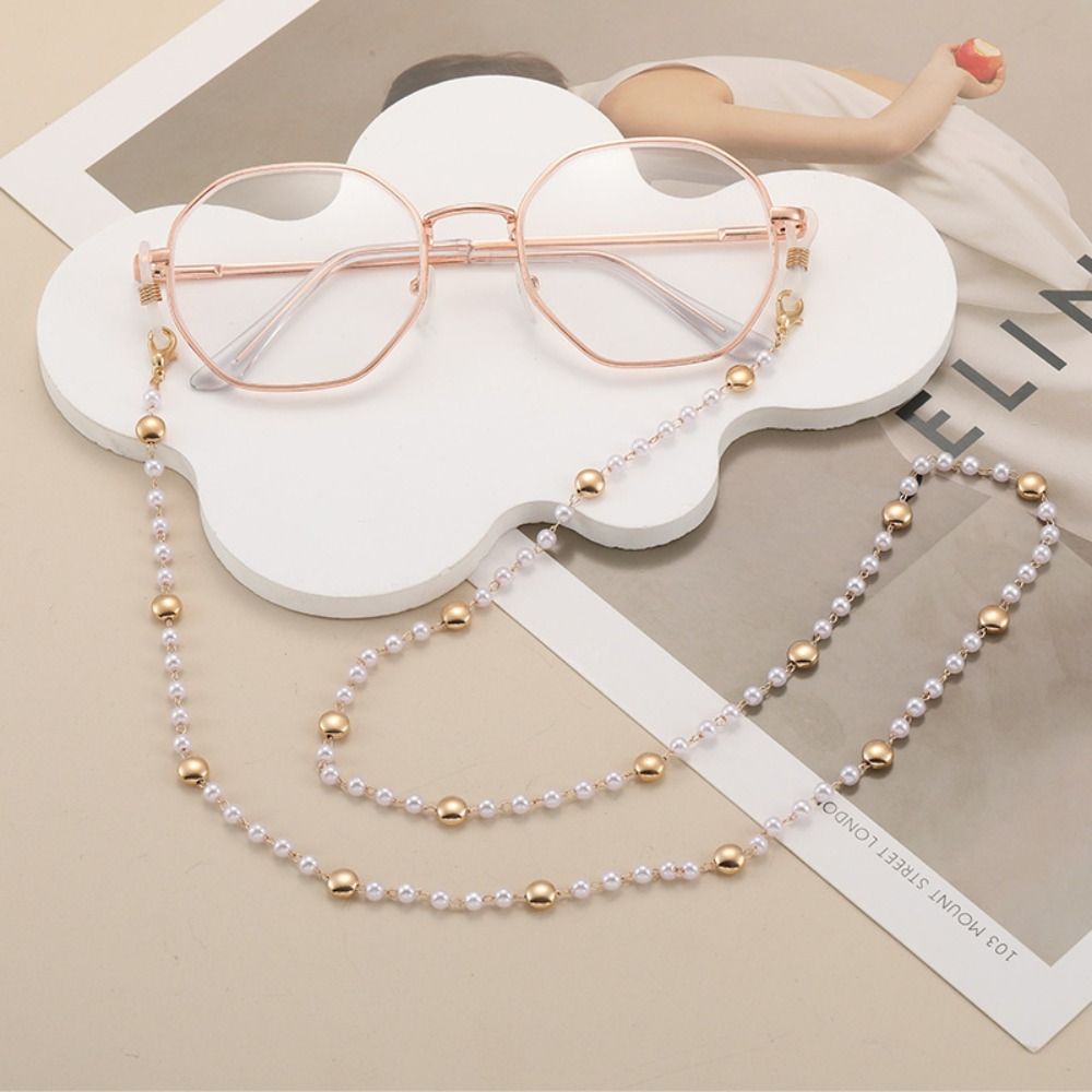 Jewelry Vintage Beads Glasses Chain Bohemian Crystal Glasses Chain Copper Lanyard Mask Chain Eyewear Accessories: Plating Gun