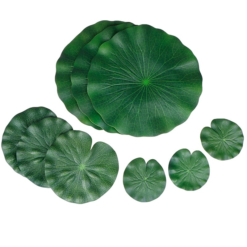 Pack Van 9 Kunstmatige Drijvende Schuim Lotus Bladeren Waterlelie Pads Ornamenten Groen | Perfect Voor Patio Koi Vijver zwembad Aquariu