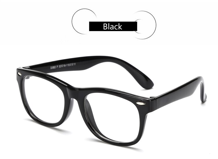 Ralferty-marcos de gafas TR90 para bebé, gafas de seguridad para niño, lentes transparentes, montura óptica Flexible suave para Miopía: Negro