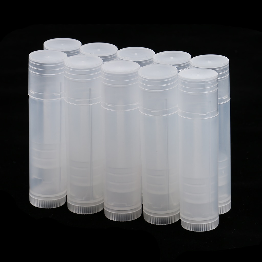 10Pcs Plastic Lege Lippenbalsem Buizen Cosmetische Containers Lippenstift Fles + Caps