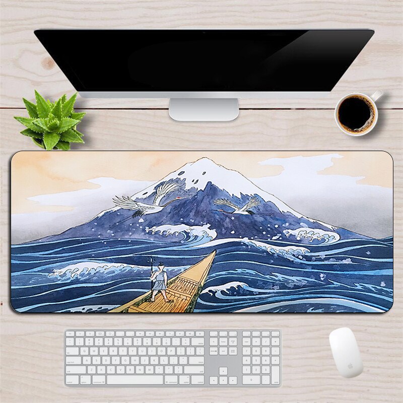 Large Gaming Mouse Pad Japan The Great Wave of Kanagawa Computer MousePad Gamer Rubber XL Speed Notebook Keyboard Desk Mat