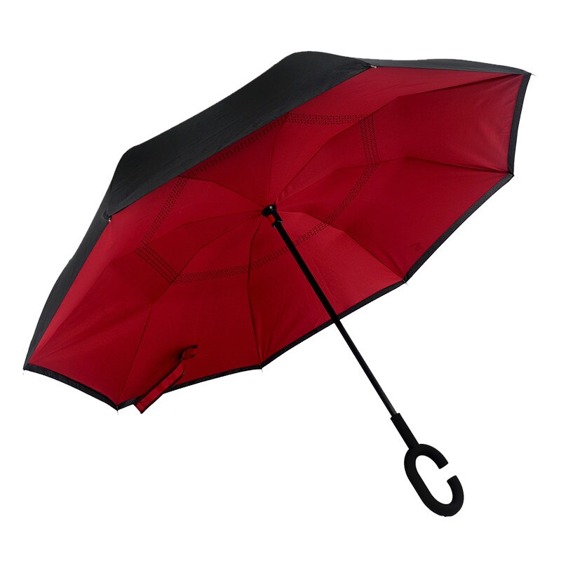 Fancytime paraguas de lluvia inverso para mujer plegable de doble capa para hombres soporte autónomo paraguas de mujer paraguas invertido a prueba de viento