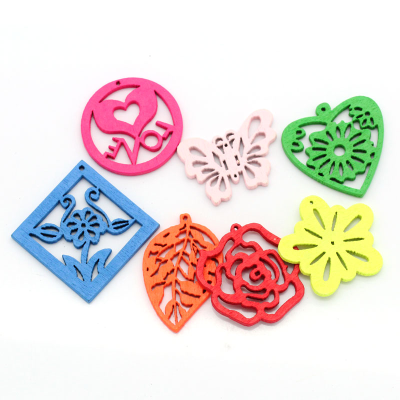 Wood Crafts Art Collection At Random Shape Color 25mm x 18mm- 3.5cm x 3.5cm,20PCs