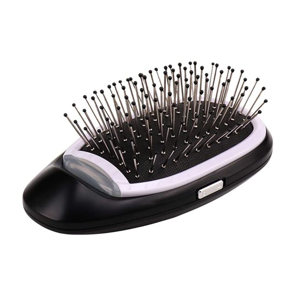 Cepillo de pelo de masaje eléctrico pequeño peine de iones negativos, peine iónico para el pelo, cepillo de pelo antiestático para niñas: Black