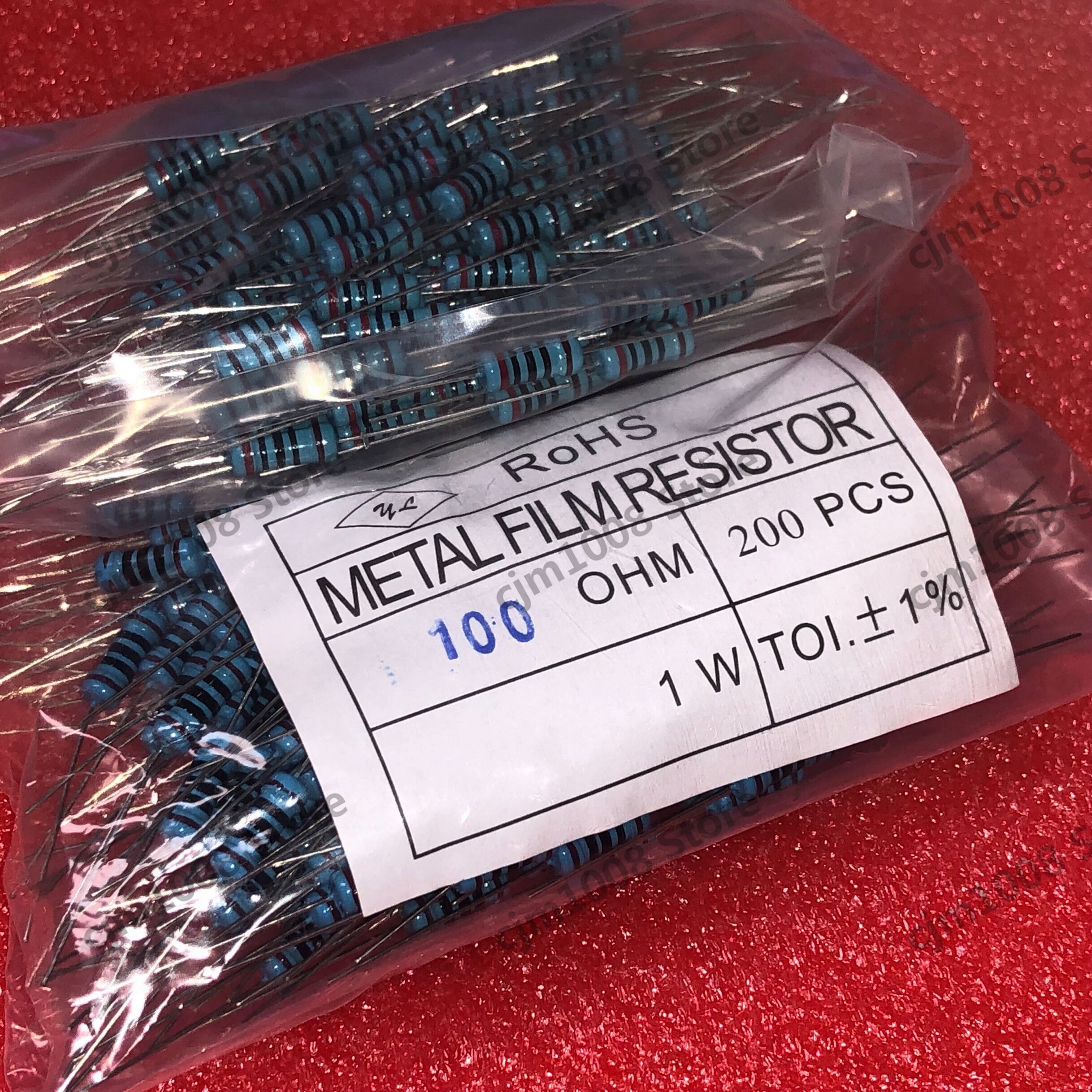 200PCS 1W Metal film resistor resistance 1% 18R 20R 22R 24R 27R 30R 33R 36R 39R 43R 47R 51R 56R 68R 75R ohm