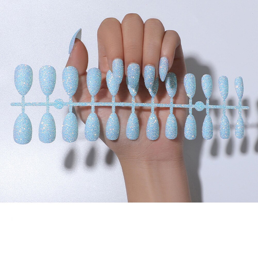 Faux ongles ballerine détachables, accessoire de manucure, 24 pièces, à paillettes de couleur bonbon, à porter, couverture complète: 11-Just 24PCS Nails